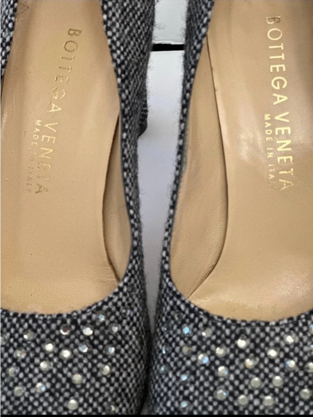 Bottega Veneta heels*Studded Tweed Block Heel Pumps - Black & White*Sz 6*VTG*